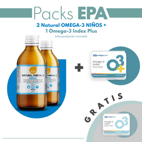 Pack: Natural Omega-3 Niños + Kit Omega-3 Index Plus + Kit Omega-3 Index Basic (Gratis)